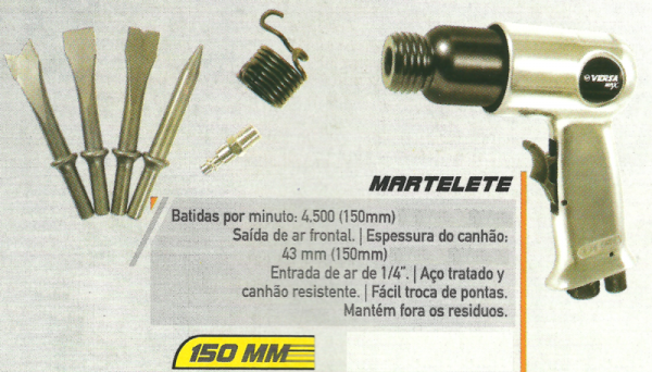 Martelete Pneumático De 150 Mm - 1 Ano Garantia