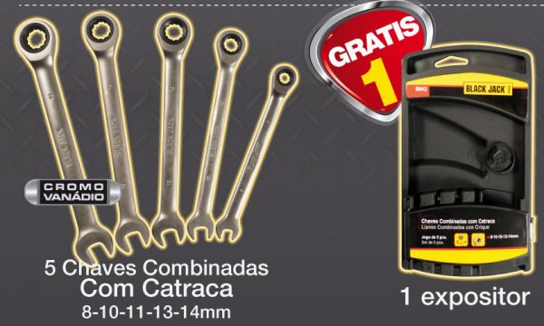 Jogo De Chaves Combinada Com Catraca 5 Pçs