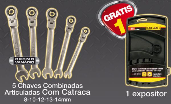Jogo De Chaves Combinada Com Catraca Articulada com 5 pçs